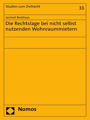 cover image of Die Rechtslage bei nicht selbst nutzenden Wohnraummietern